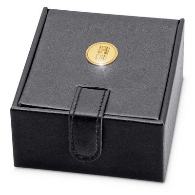 Size 6 Blue Topaz & Diamond Ring W/ Gold Medallion