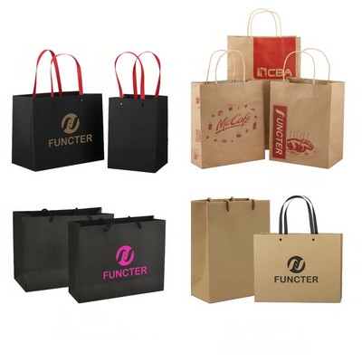 Custom Kraft Paper Shopper Tote Bag W/ Handle 9x6x12"